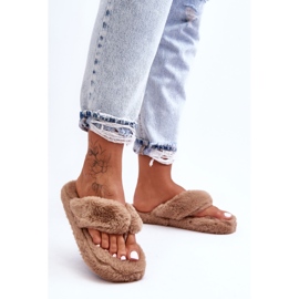 Pantofole da donna in pelliccia Pantofole Marrone Elma 2