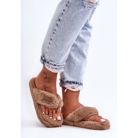 Pantofole da donna in pelliccia Pantofole Marrone Elma 1