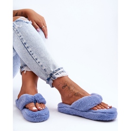 Pantofole in pelliccia da donna Pantofole Elma blu 2