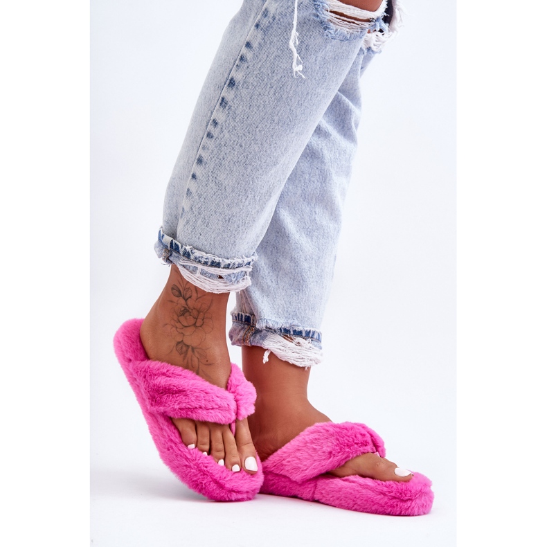 Pantofole in pelliccia da donna Pantofole Elma fucsia rosa 1