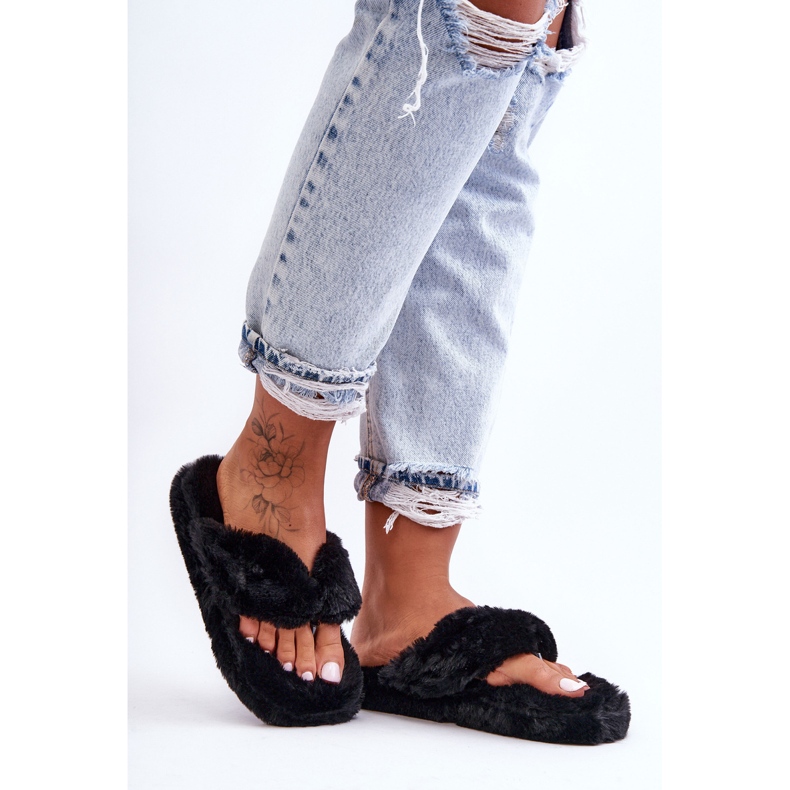 Pantofole da donna in pelliccia Pantofole nere Elma nero 1