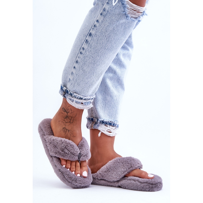 Pantofole di pelliccia da donna grigie grigio 1