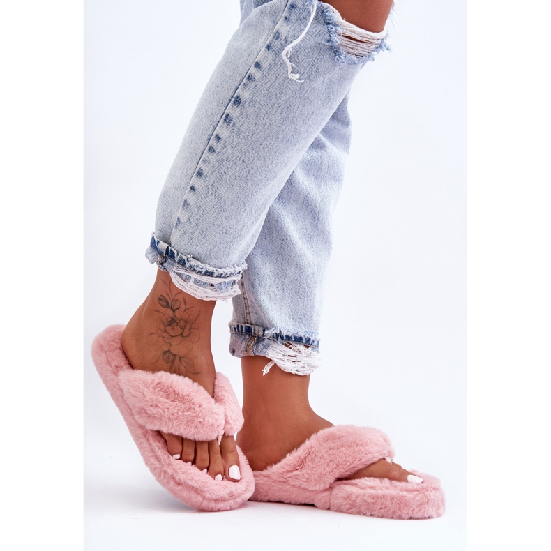 Pantofole di pelliccia da donna Pantofole Elma rosa 1