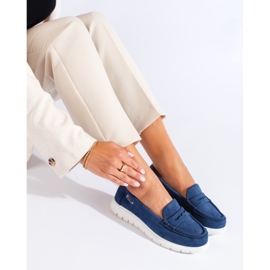 Mocassini blu Shelovet da donna con suola flessibile 1