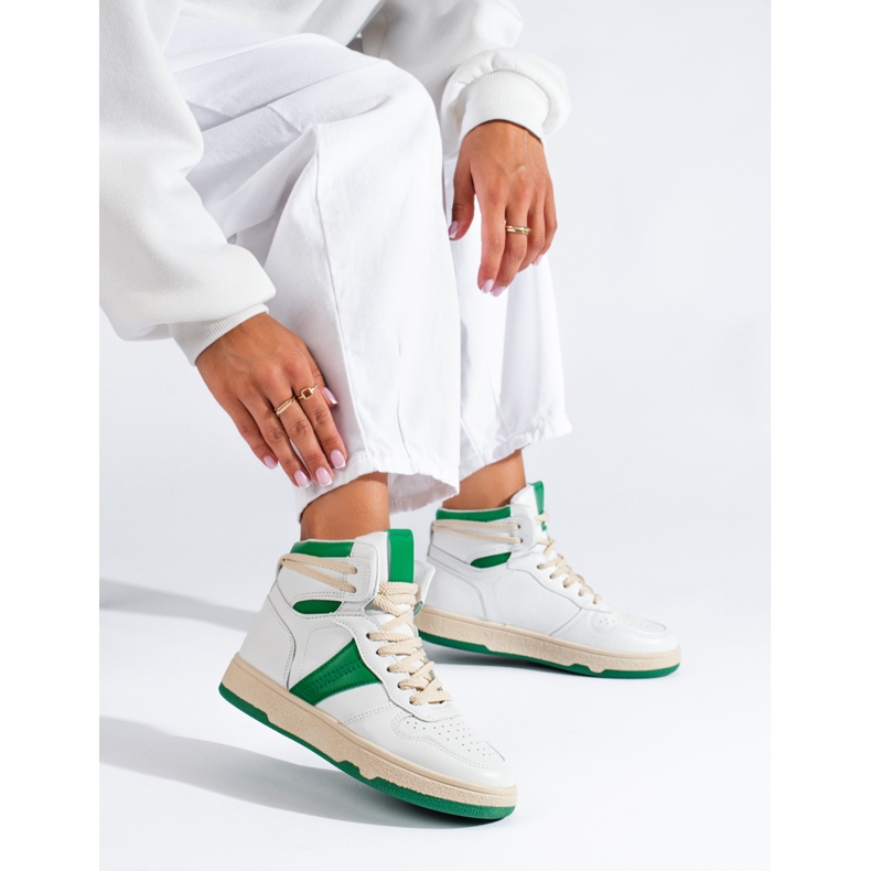 Shelovet sneakers da donna alte bianche e verdi bianco 1