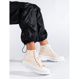 Sneakers alte da donna in tessuto Shelovet beige 1
