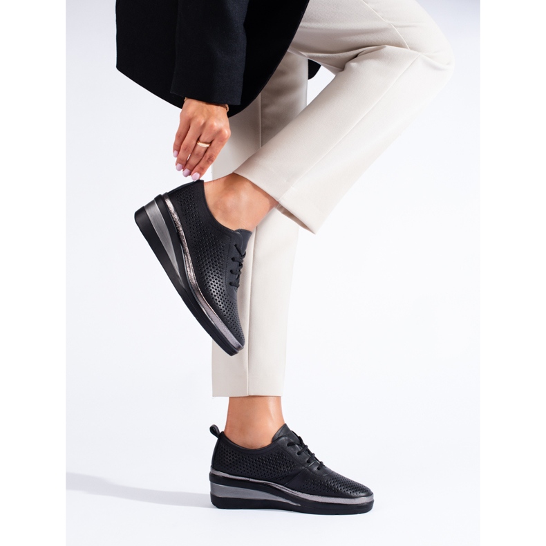 Scarpe con zeppa in pelle nera di T.Sokolski nero 2