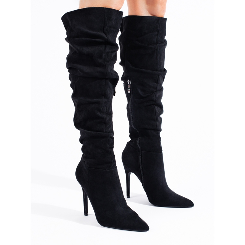 Stivali da donna in camoscio nero di Shelovet 1
