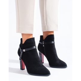 Stivali con tacco Shelovet in camoscio nero 1