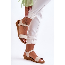 Arya Sandali Classici Con Zeppa Bassa Beige 1