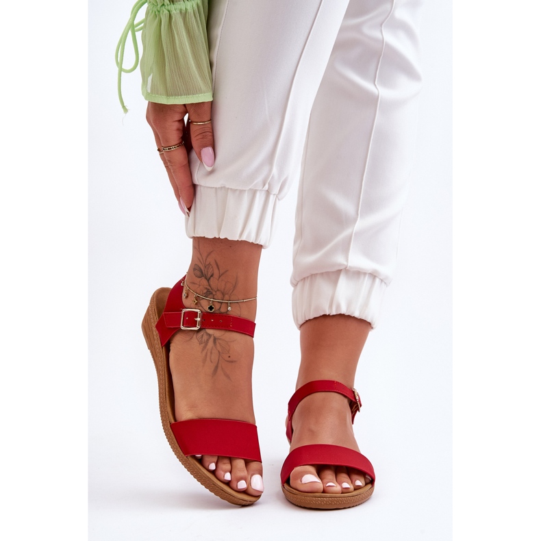 Sandali con zeppa bassi classici Arya rossi rosso 2