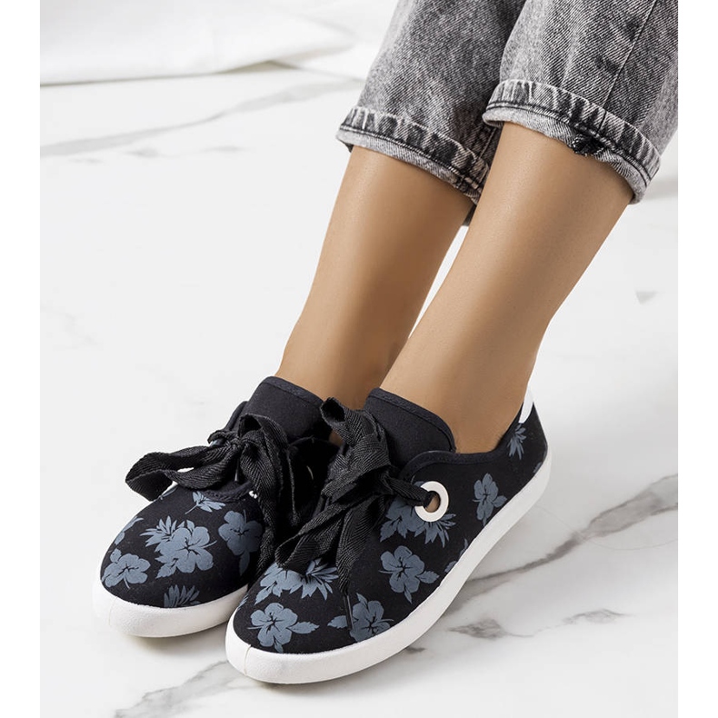 Sneakers floreali nere di Hurstie nero 1