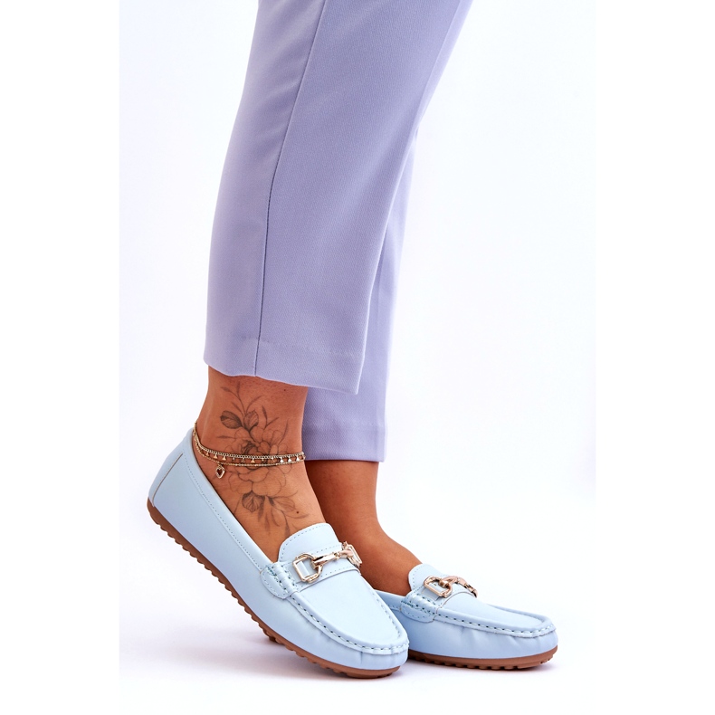Mocassini Classici in Pelle Azzurro Verona blu 4