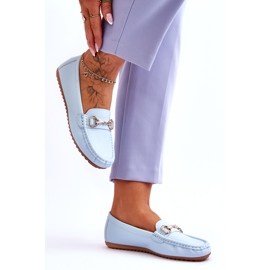 Mocassini Classici in Pelle Azzurro Verona blu 2