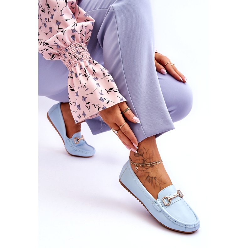 Mocassini Classici in Pelle Azzurro Verona blu 3