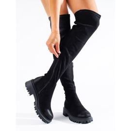 Stivaletti Shelovet da donna con tacco piatto nero 1