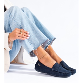 Comodi mocassini Shelovet blu navy da donna senza lacci 1