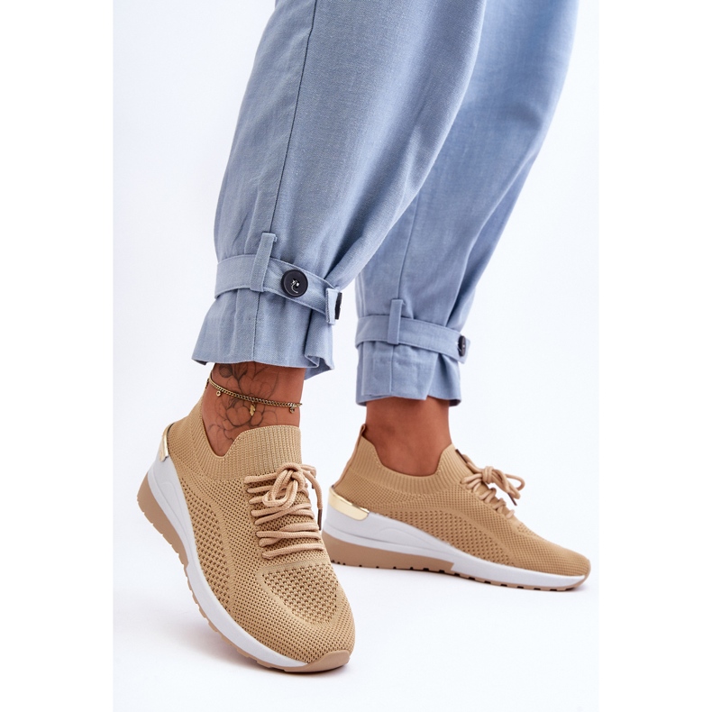 PG1 Scarpe Sportive Slip-On in Tessuto Zeppa Visconti Beige 2