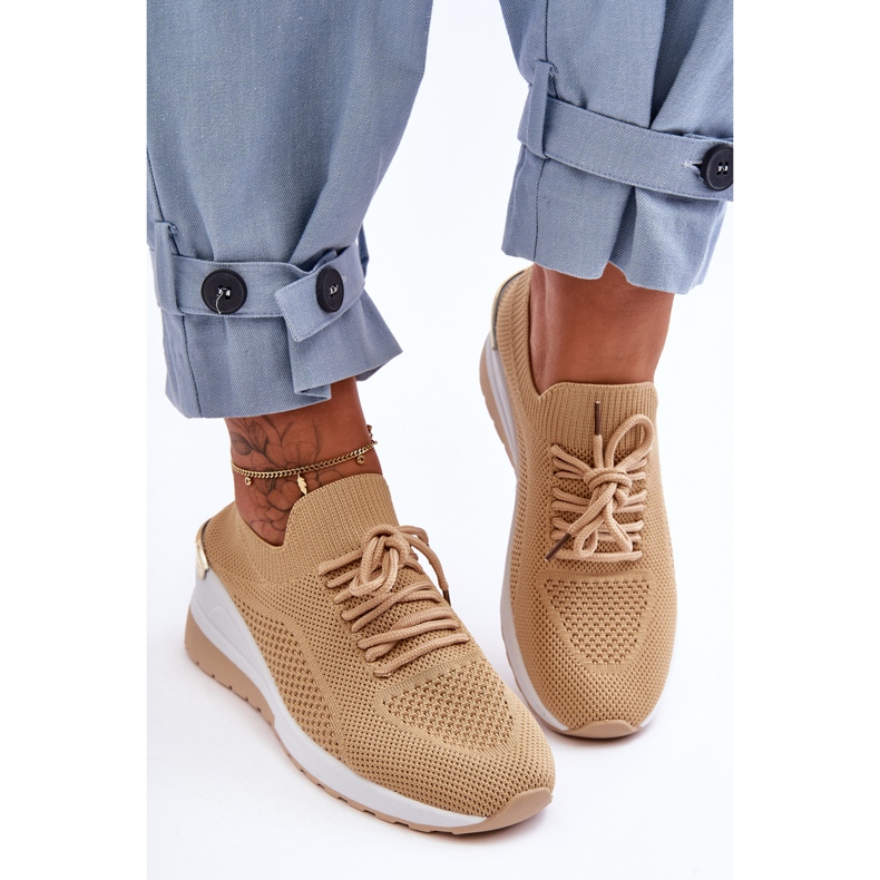 PG1 Scarpe Sportive Slip-On in Tessuto Zeppa Visconti Beige 1