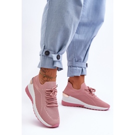 PG1 Scarpe Sportive Slip-On in Tessuto Rosa Visconti Zeppa 2