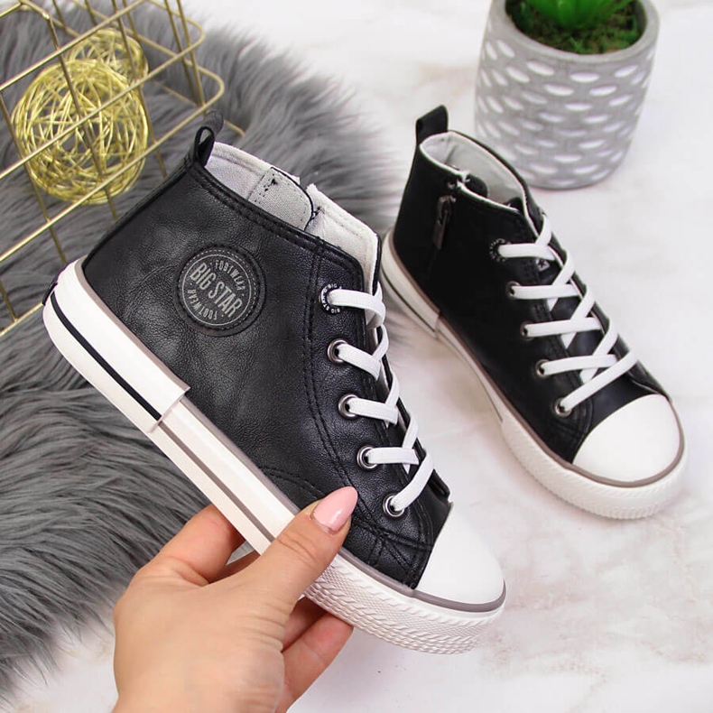 Sneakers da bambino in ecopelle nera Big Star II374003 nero 1