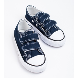 Sneakers da bambina con velcro blu navy Shelovet 1