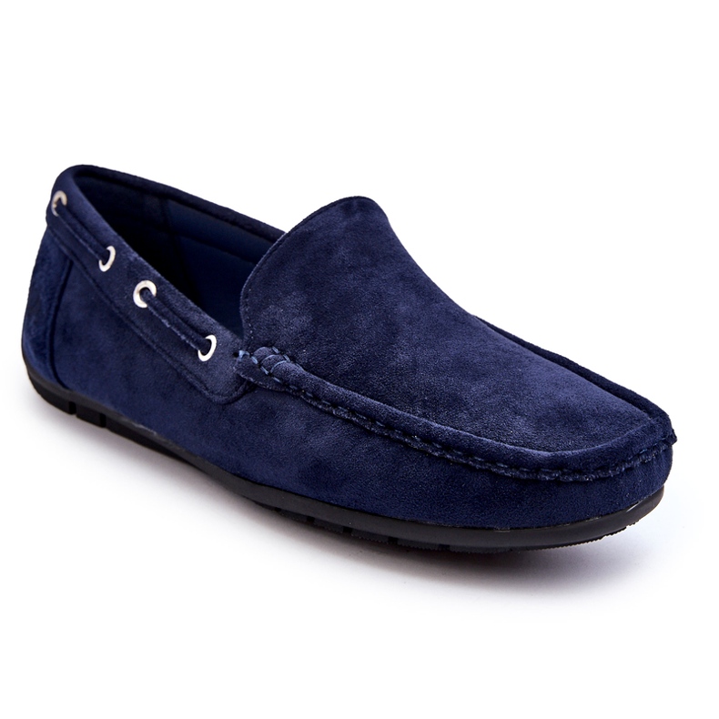 Mocassini slip-on da uomo in pelle scamosciata, blu navy 1