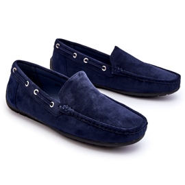 Mocassini slip-on da uomo in pelle scamosciata, blu navy 2
