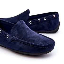 Mocassini slip-on da uomo in pelle scamosciata, blu navy 3