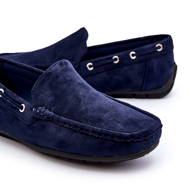 Mocassini slip-on da uomo in pelle scamosciata, blu navy 3