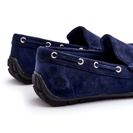 Mocassini slip-on da uomo in pelle scamosciata, blu navy 4