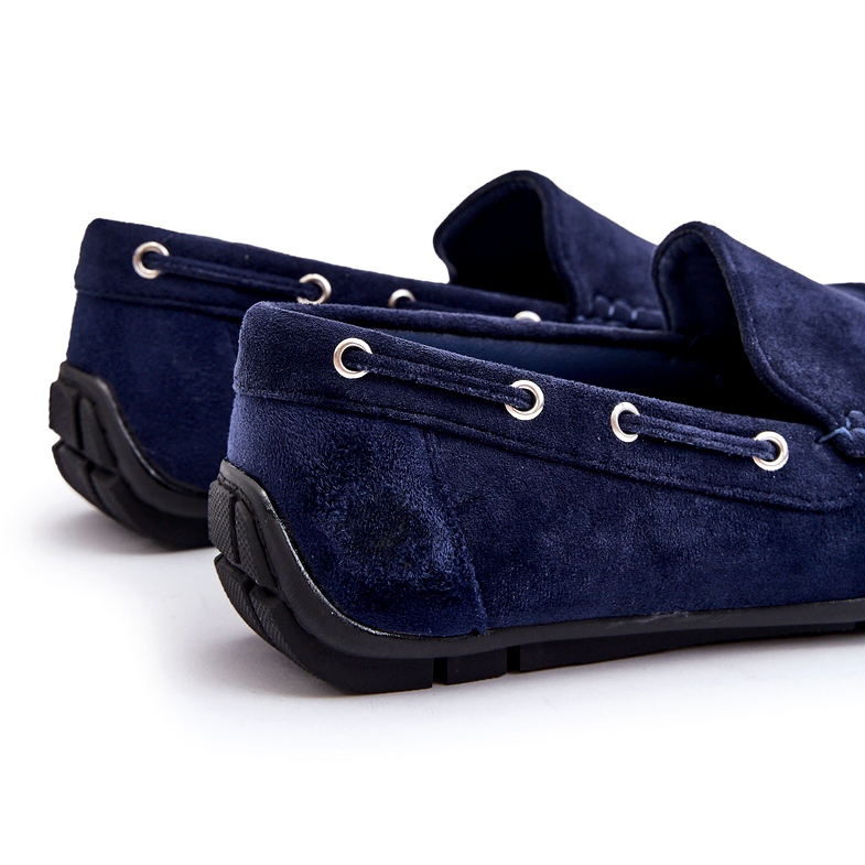 Mocassini slip-on da uomo in pelle scamosciata, blu navy 4