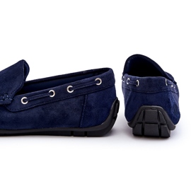 Mocassini slip-on da uomo in pelle scamosciata, blu navy 5