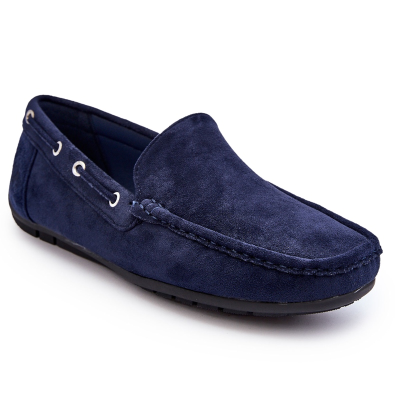 Mocassini slip-on da uomo in pelle scamosciata, blu navy 6