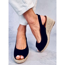 Espadrillas Nevil nere con zeppa e punta aperta nero 1
