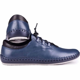 Kampol Scarpe in pelle maschile casual 337/63 blu navy 3