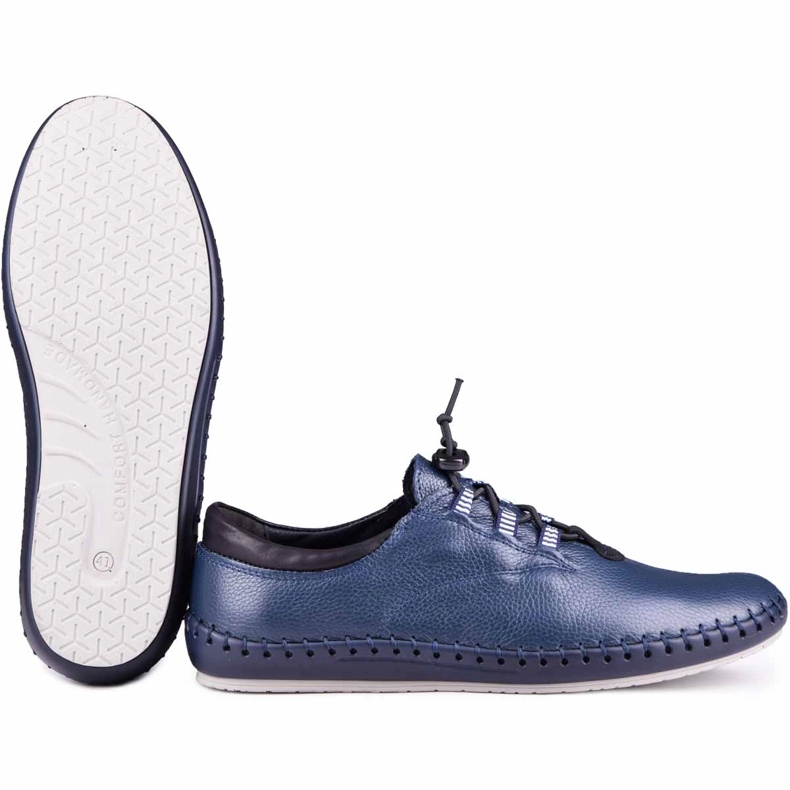 Kampol Scarpe in pelle maschile casual 337/63 blu navy 5