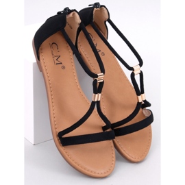 Leehom Sandalo da donna in camoscio nero 1
