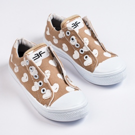 SHELOVET Sneakers slip-on beige per bambina 3F hearts 1