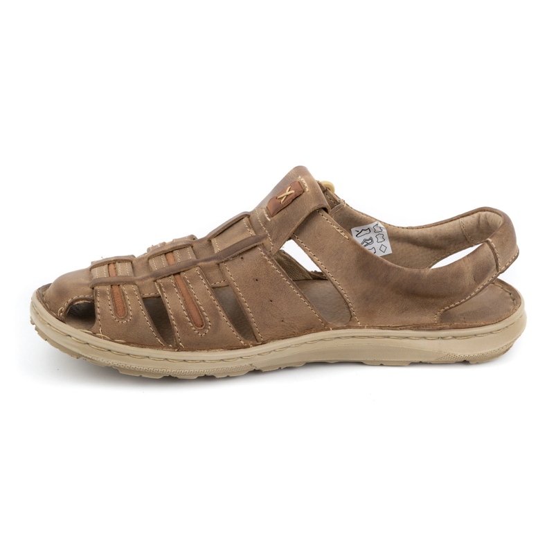 Olivier Sandali estivi da uomo in pelle 230MA beige 1