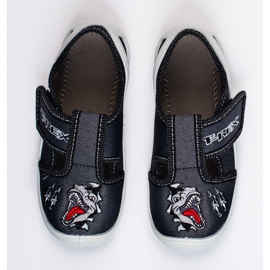 SHELOVET Pantofole in velcro per bambino 3F dinosauro nero 1