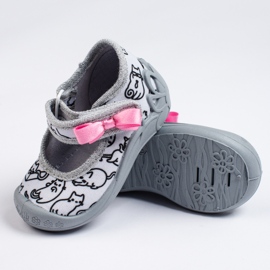 SHELOVET Pantofole grigie per bambina con velcro 3F gatti grigio 1