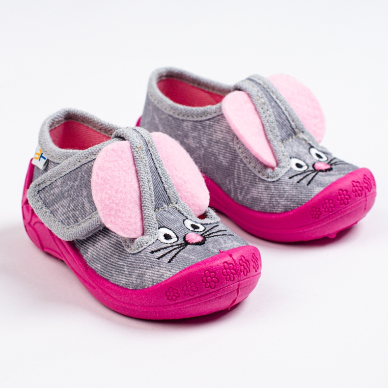SHELOVET Ciabatte in velcro per bambina 3F topo rosa 1