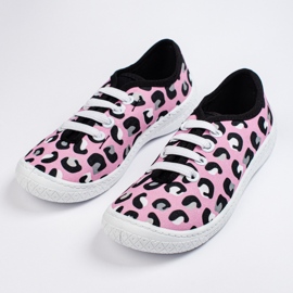 SHELOVET Sneakers slip-on da bambino in fantasia leopardata 3F rosa 1
