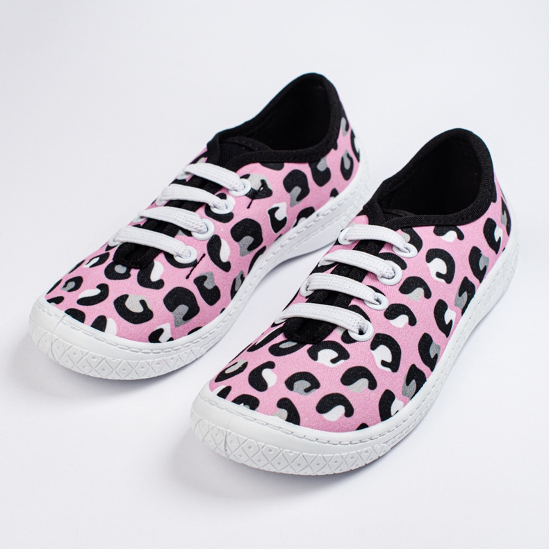 SHELOVET Sneakers slip-on da bambino in fantasia leopardata 3F rosa 1