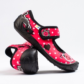 Pantofole rosse per bambina con velcro 3F rosso 1