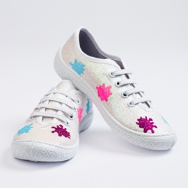 SHELOVET Sneakers slip-on da bambino 3F bianche lucide multicolore 1