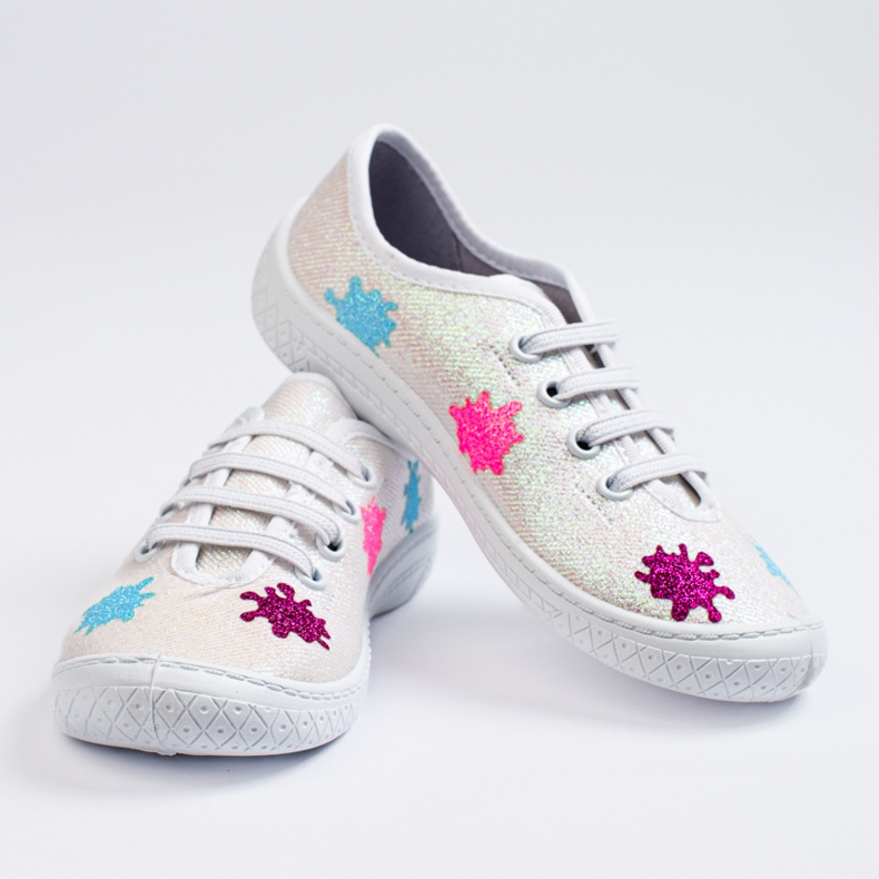 SHELOVET Sneakers slip-on da bambino 3F bianche lucide multicolore 1