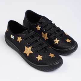 SHELOVET Sneakers slip-on da bambino nere con stelle 3F nero 1