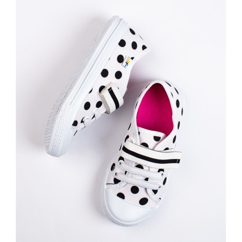 SHELOVET Sneakers da bambina bianche con pois 3F bianco 1